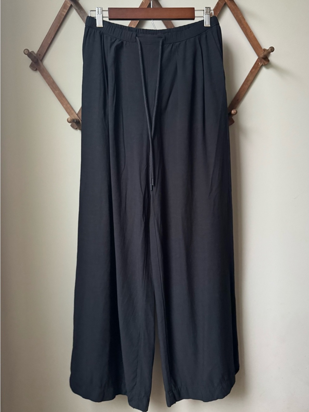 Calia Black Pleated Drawstring Wide Leg Pants Size Small